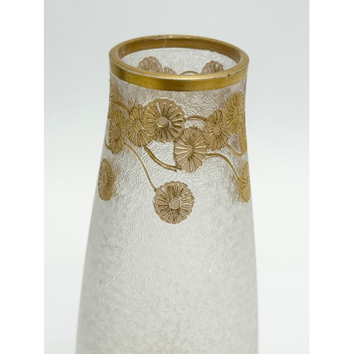 131 - A Late 19th/Early 20th Century French gilt enamel vase, with engraved frosted motif. Legras/Saint Lo... 