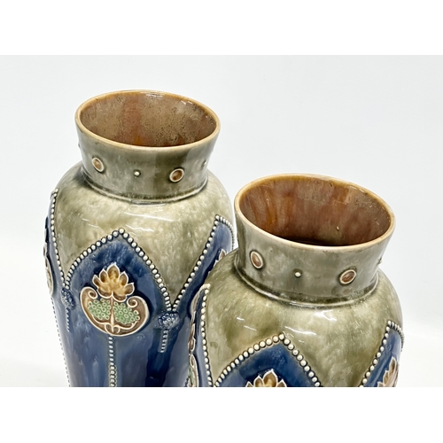 54 - A pair of large signed Royal Doulton vases. Signed CA. Art Nouveau. Early 20th Century. 29cm