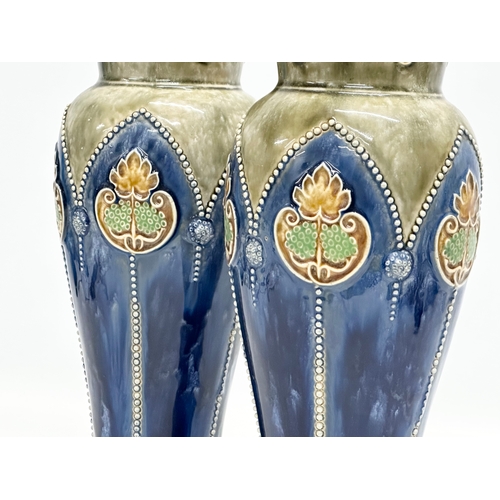 54 - A pair of large signed Royal Doulton vases. Signed CA. Art Nouveau. Early 20th Century. 29cm