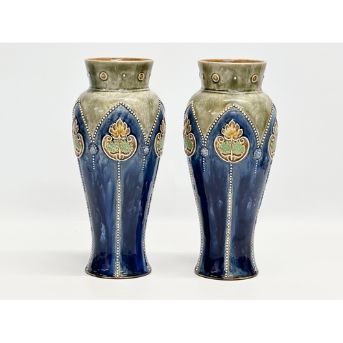 54 - A pair of large signed Royal Doulton vases. Signed CA. Art Nouveau. Early 20th Century. 29cm