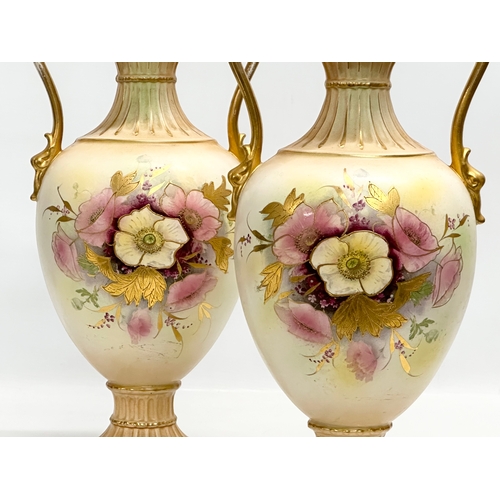 132 - William Adams. A pair of large Late 19th Century Crown Semi Porcelain baluster urns with covers. Han... 