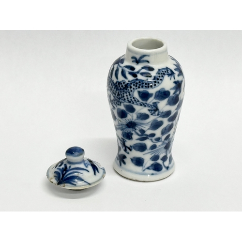 184 - Chinese and Japanese miniature pots. 2 Late 19th Century Kangxi Revival pots 10cm. A Late 19th/Early... 