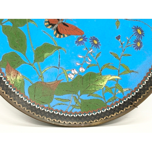 77 - A Late 19th Century Japanese cloisonné enamel charger wall plaque. Meiji Period (1868-1912) 30.5cm