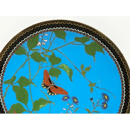 77 - A Late 19th Century Japanese cloisonné enamel charger wall plaque. Meiji Period (1868-1912) 30.5cm