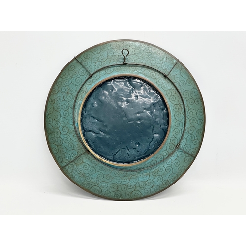 77 - A Late 19th Century Japanese cloisonné enamel charger wall plaque. Meiji Period (1868-1912) 30.5cm