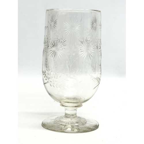 168 - A Late 19th Century Victorian etched glass celery vase. 19cm