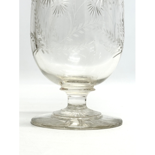 168 - A Late 19th Century Victorian etched glass celery vase. 19cm