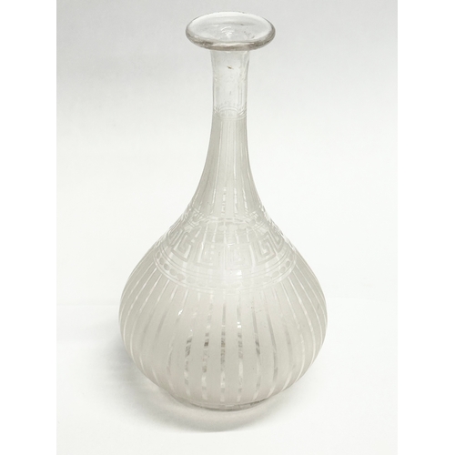 169 - A collection of 19th Century glassware. A small Late 19th Century etched glass decanter with Greek K... 