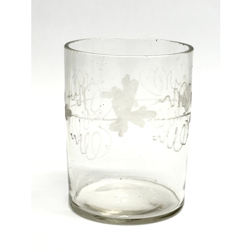 169 - A collection of 19th Century glassware. A small Late 19th Century etched glass decanter with Greek K... 