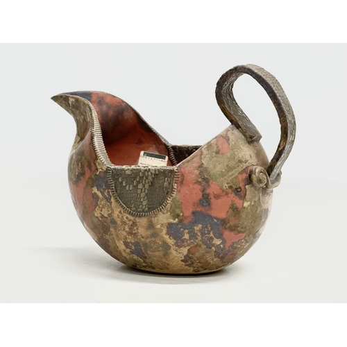 329 - An Irish studio pottery pitcher form bowl. Potsmith, Letterkenny Ireland. 22x14x18cm