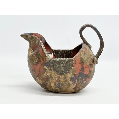 329 - An Irish studio pottery pitcher form bowl. Potsmith, Letterkenny Ireland. 22x14x18cm