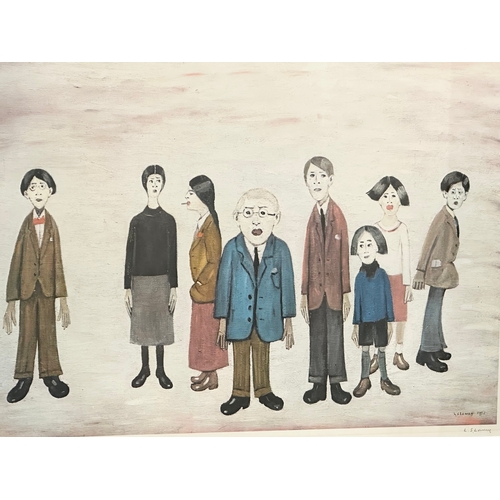 7 - L.S. Lowry. Pencil signed print. His Family. 1972. L.S. Lowry R.A. 90x72cm.