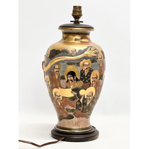 79 - A Late 19th Century Japanese hand painted Immortals lamp. Attributed to Ryuzan. Meiji Period (1868-1... 