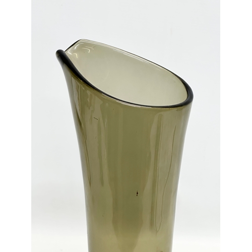 244 - A tall 1960’s Whitefriars smoked glass pitcher. 37cm