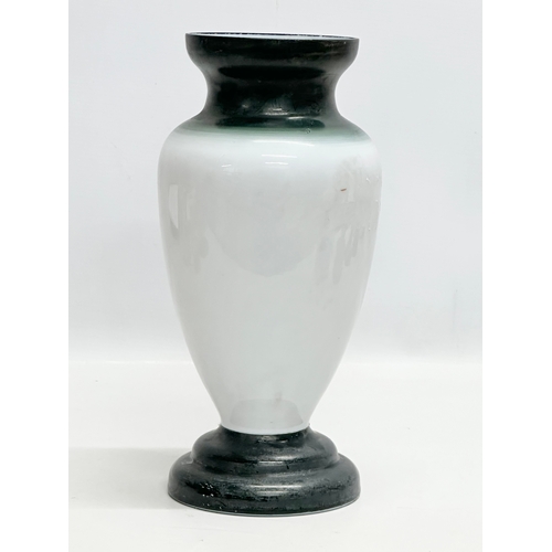 104 - A Late 19th Century French hand painted opaline glass baluster vase, with enamelled gilding. 29cm