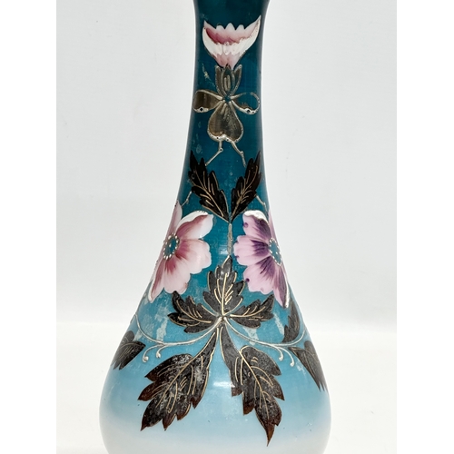 103 - Pallme Koenig. A Late 19th Century Austrian hand painted enamel opaline glass vase. By Franz Pallme ... 