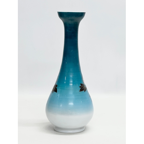 103 - Pallme Koenig. A Late 19th Century Austrian hand painted enamel opaline glass vase. By Franz Pallme ... 