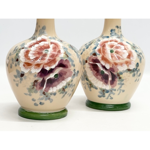 148 - A pair of Late 19th Century Bohemian opaline glass vases. 27cm