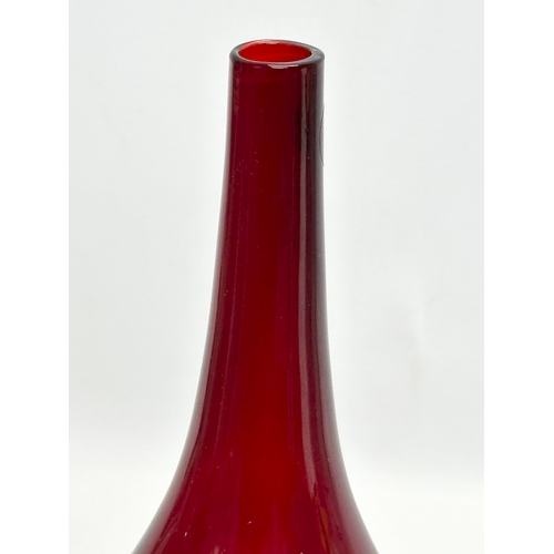 339 - A Swedish ruby glass vase. Late 20th Century. 31.5cm