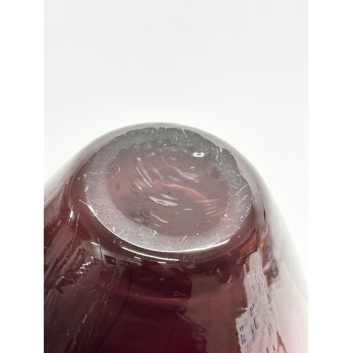 339 - A Swedish ruby glass vase. Late 20th Century. 31.5cm