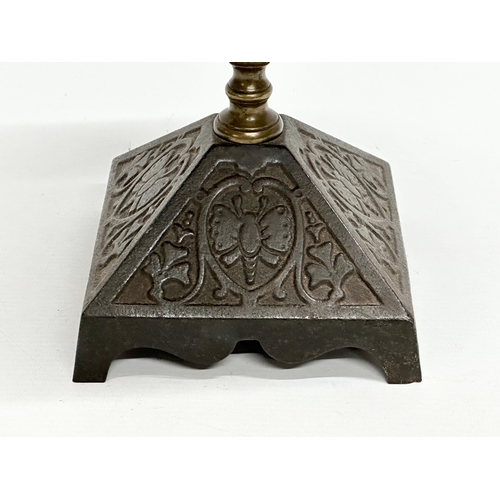 238 - A Late 19th Century Victorian brass and cast iron kettle stand/pot stand. 15x15x27cm.