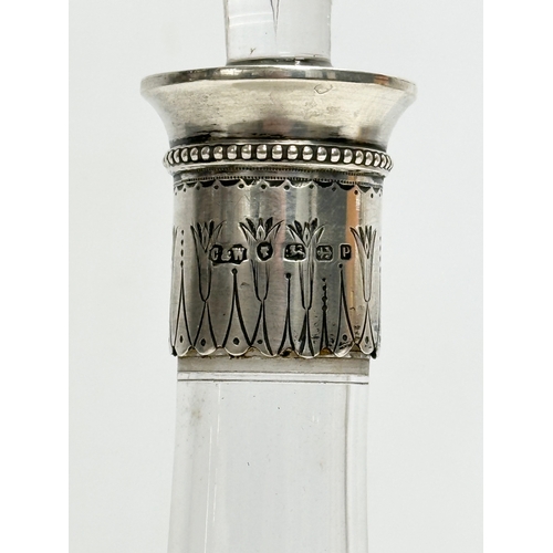 100 - Cartwright & Woodward. A 19th Century Victorian silver mounted, etched glass decanter. 1860’s. 30cm.