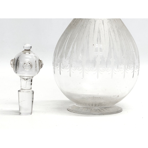 100 - Cartwright & Woodward. A 19th Century Victorian silver mounted, etched glass decanter. 1860’s. 30cm.