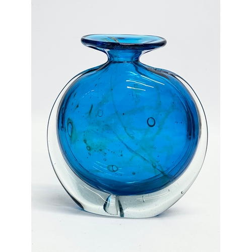 340 - An Mdina “Blue Summer” art glass vase. Sea & Sand. 1970’s. 13x14cm.