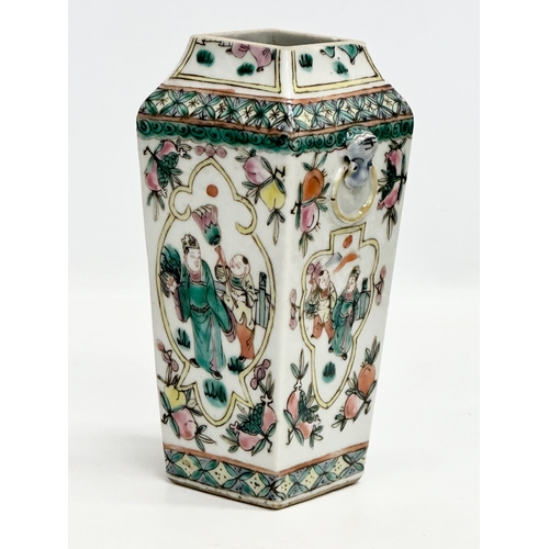 363 - An Early 20th Century Chinese Famille Verte vase. Late Qing/Early Republic. Qianlong Mark. 19cm