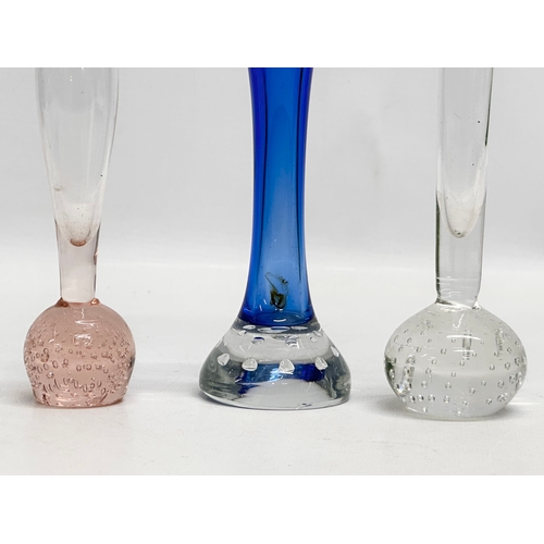 348 - Bo Borgstrom. Three Swedish Mid Century controlled bubble glass vases. Designed by Bo Borgstrom. for... 