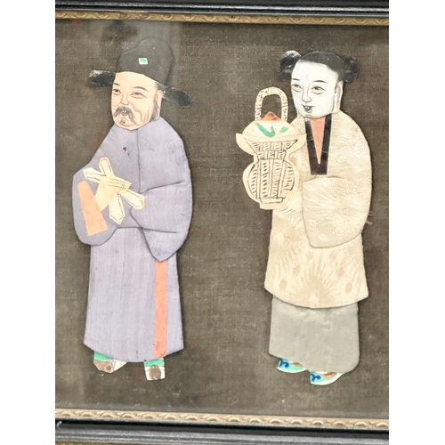 389 - An Early 20th Century Chinese silk God figures. 51x24cm