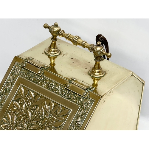 30 - A Late 19th Century Victorian brass coal scuttle, in the manner of Christopher Dresser. Aesthetic Mo... 