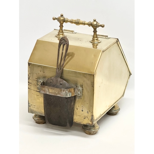 30 - A Late 19th Century Victorian brass coal scuttle, in the manner of Christopher Dresser. Aesthetic Mo... 