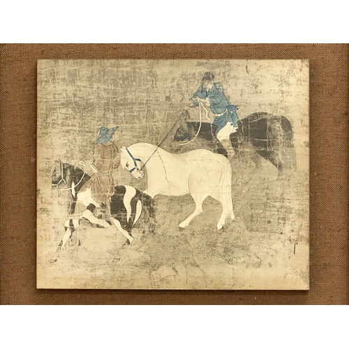 346 - Tribute Horses. 1960’s Mid Century print. From the original painting. China, Yuan Dynasty (1260-1358... 