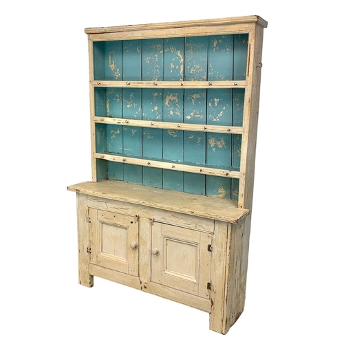 316 - A late 19th Century Irish pine dresser with original paint.  Circa 1870's.  130x39x188cm. 6