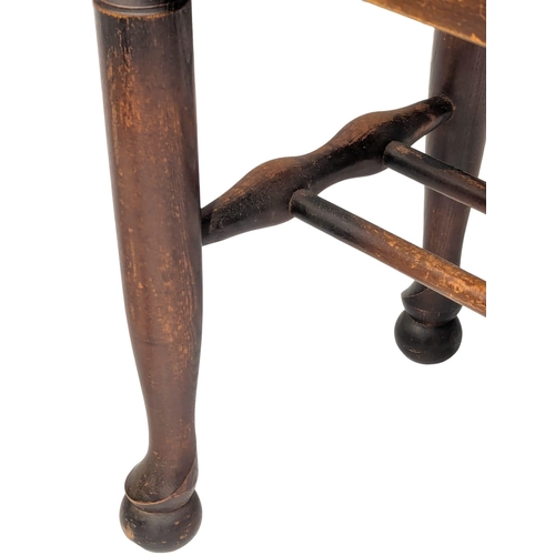 101 - A pair of Early 20th Century rush seat stools with stretcher support. Circa 1900-1920. 36x28x39cm. 1