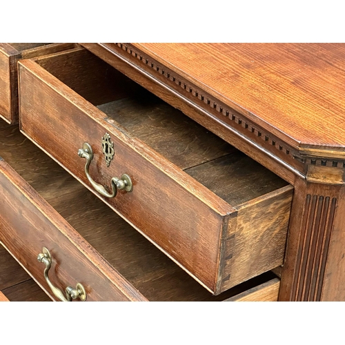 13 - An 18th Century, George III mahogany chest of drawers. With dental cornice, reeded canted corners, o... 