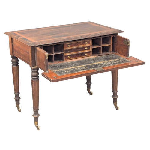 198 - An Early 19th Century George IV inlaid mahogany secretaire writing table. 99x63x82cm. 1