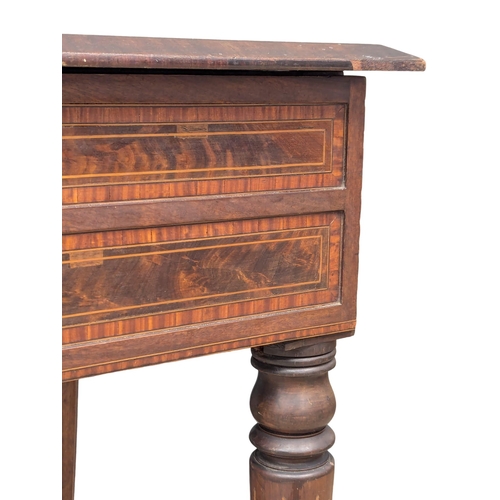 198 - An Early 19th Century George IV inlaid mahogany secretaire writing table. 99x63x82cm. 1