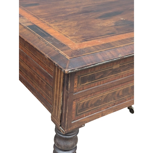 198 - An Early 19th Century George IV inlaid mahogany secretaire writing table. 99x63x82cm. 1