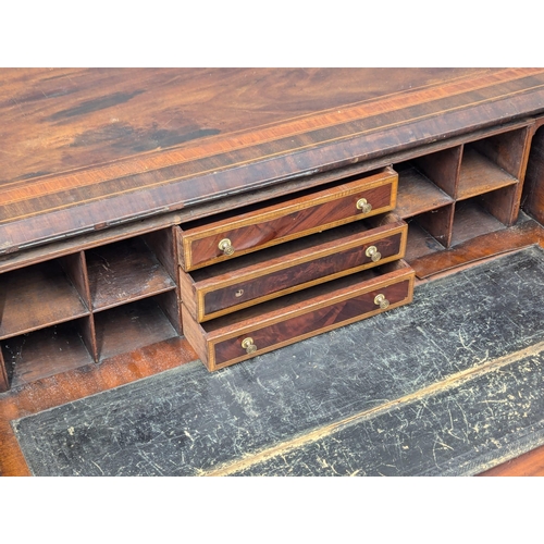 198 - An Early 19th Century George IV inlaid mahogany secretaire writing table. 99x63x82cm. 1