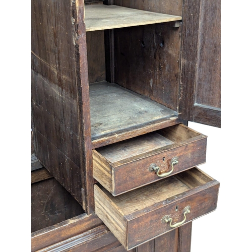 2 - A Late 18th Century George III oak press with original brass drop handles. Circa 1770-1780. 117x58x2... 