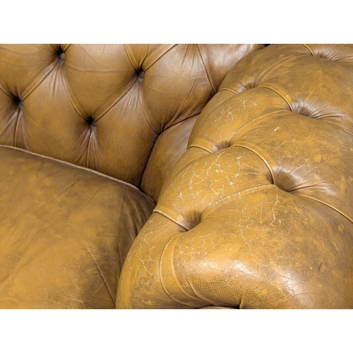 202B - A Victorian style deep button back leather sofa. 150cm. 4