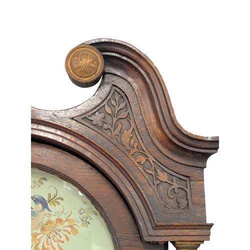 223 - A good quality Late 18th Century / Early 19th Century George III oak long case clock with painted di... 