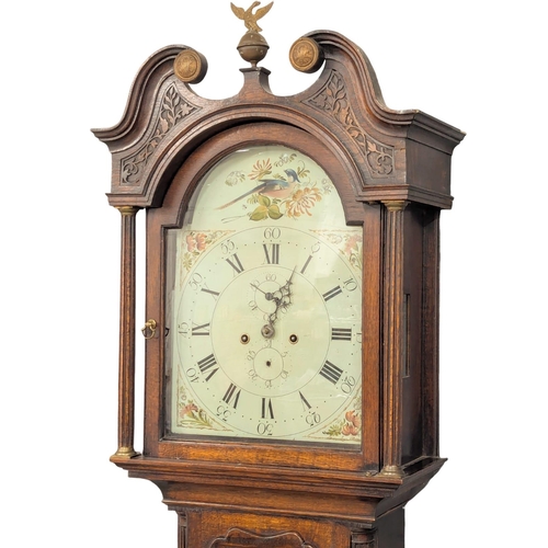 223 - A good quality Late 18th Century / Early 19th Century George III oak long case clock with painted di... 