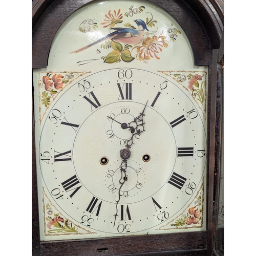 223 - A good quality Late 18th Century / Early 19th Century George III oak long case clock with painted di... 