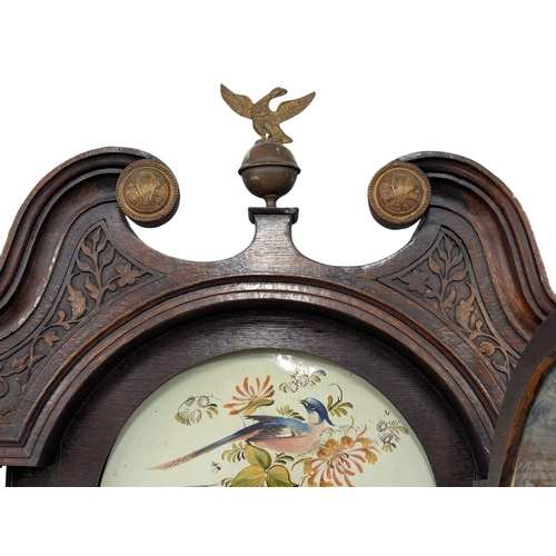 223 - A good quality Late 18th Century / Early 19th Century George III oak long case clock with painted di... 