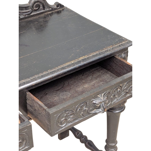 271 - A Late 19th Century Victorian carved oak hall table with Man Of The Forest carvings and 2 drawers. C... 