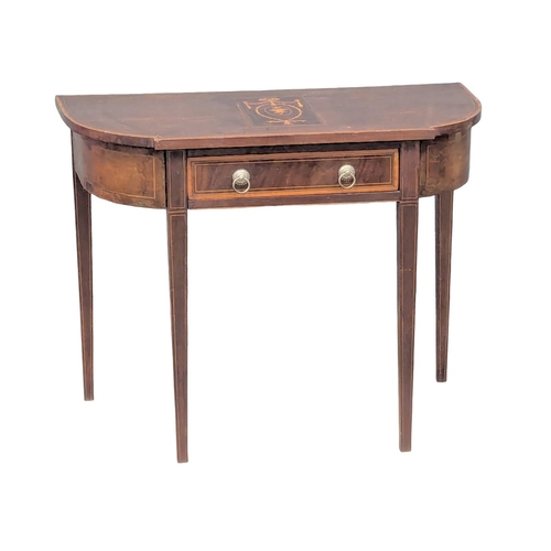 272 - A Mid 19th Century Sheraton Revival inlaid mahogany side table with drawer on square tapering legs. ... 