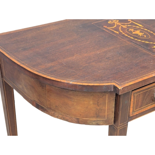 272 - A Mid 19th Century Sheraton Revival inlaid mahogany side table with drawer on square tapering legs. ... 